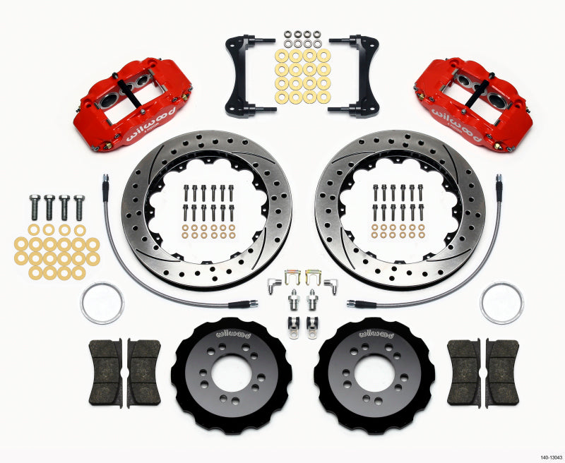 Wilwood Narrow Superlite 6R Front Hat Kit 13.06in Drilled Red 2008-up Hyundai Genesis Coupe w/Lines-thumbmail-1