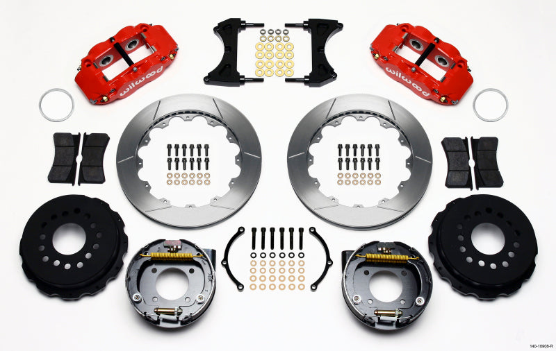 Wilwood Narrow Superlite 4R Rear P-Brk Kit 12.88in Red Chevy 12 Bolt w/ C-Clips Stggrd mt-thumbmail-1