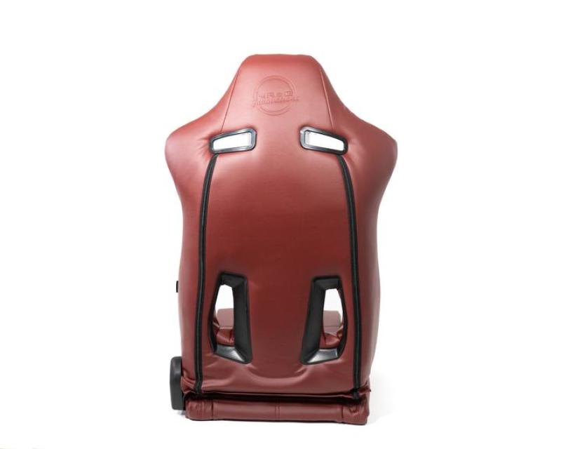 NRG Reclinable Sport Seats (Pair) The Arrow Maroon Vinyl w/ Pressed NRG logo w/ Maroon Stitch-thumbmail-2