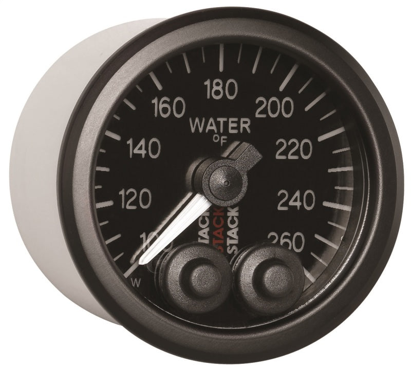 Autometer Stack Pro Control 52mm 100-260 deg F Water Temp Gauge - Black (1/8in NPTF Male)-thumbmail-1