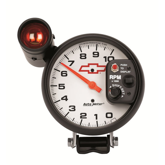 AutoMeter 5in (127mm) Pedestal Tachometer, 0-10,000 RPM, Chevy Red Bowtie