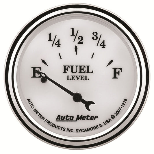 AutoMeter Gauge Fuel Level 2-1/16in. 240 Ohm(e) to 33 Ohm(f) Elec Old Tyme White II