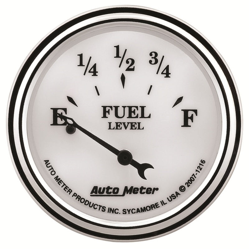 AutoMeter Gauge Fuel Level 2-1/16in. 240 Ohm(e) to 33 Ohm(f) Elec Old Tyme White II
