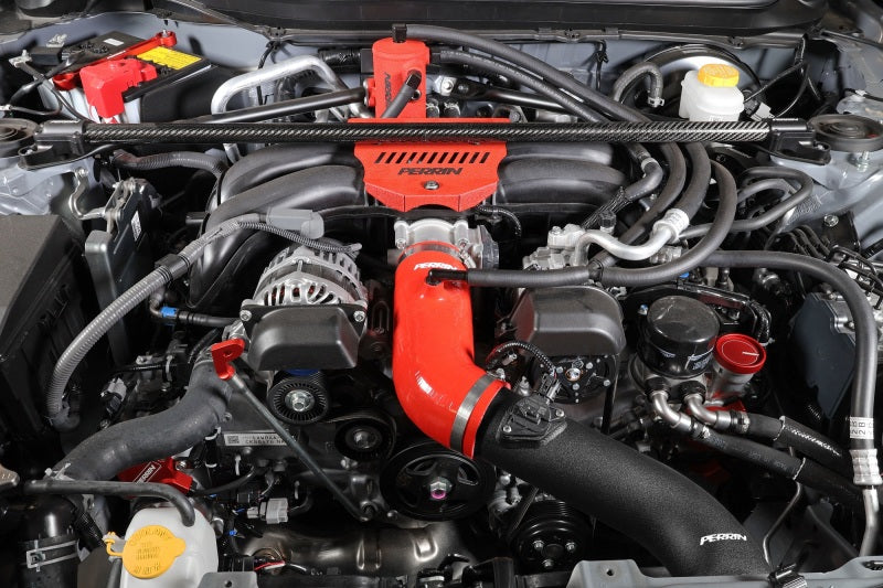 Perrin 22-23 Subaru BRZ/Toyota GR86 Silicone Inlet Hose (3in. ID / SS Wire) - Red-thumbmail-4