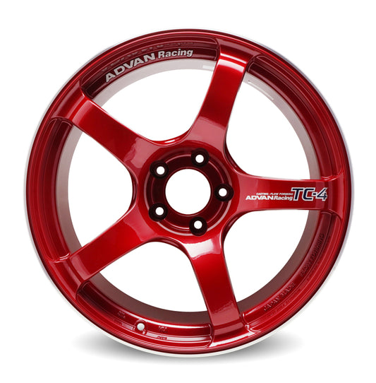Advan TC4 18x9.5 +12 5-114.3 Racing Candy Red & Ring Wheel