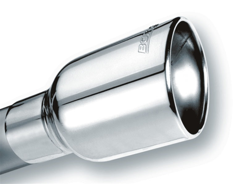 Borla Universal Polished Tip Single Oval Rolled Angle-Cut w/Clamp (inlet 2 1/2in. Outlet 4 1/4 x 3 1-thumbmail-2