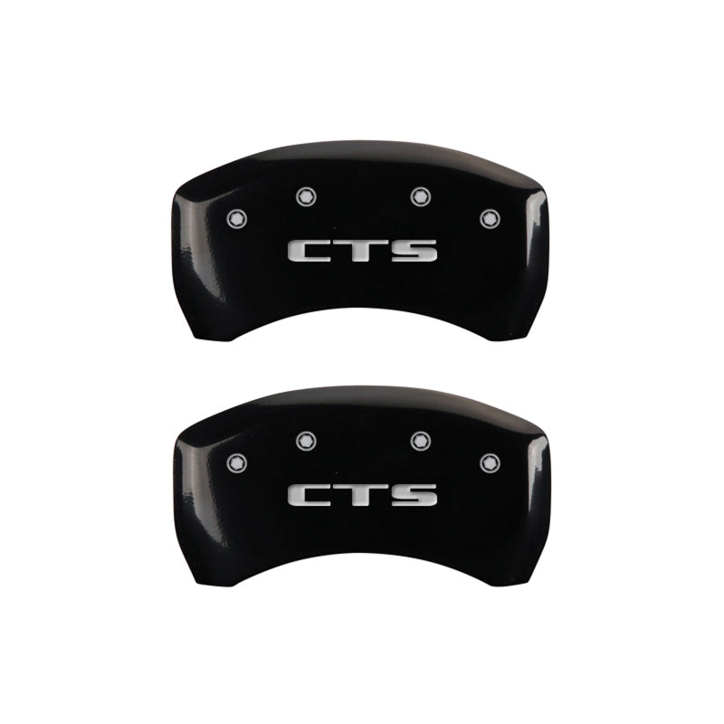 MGP 4 Caliper Covers Engraved Front Cursive/Cadillac Engraved Rear CTS Black finish silver ch-thumbmail-4