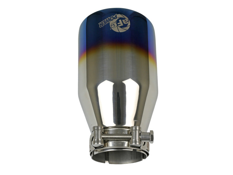 aFe Mach Force XP 304 Stainless Steel Clamp-On Exhaust Tip 2.5in Inlet / 4in Outlet - Blue Flame-thumbmail-2