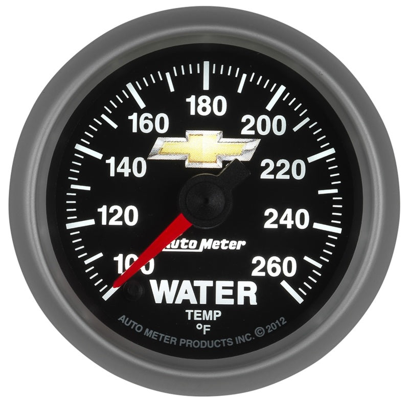 AutoMeter Gauge Water Temp 2-1/16in. 100-260 Deg. F Digital Stepper Motor Chevy Gold Bowtie-thumbmail-3