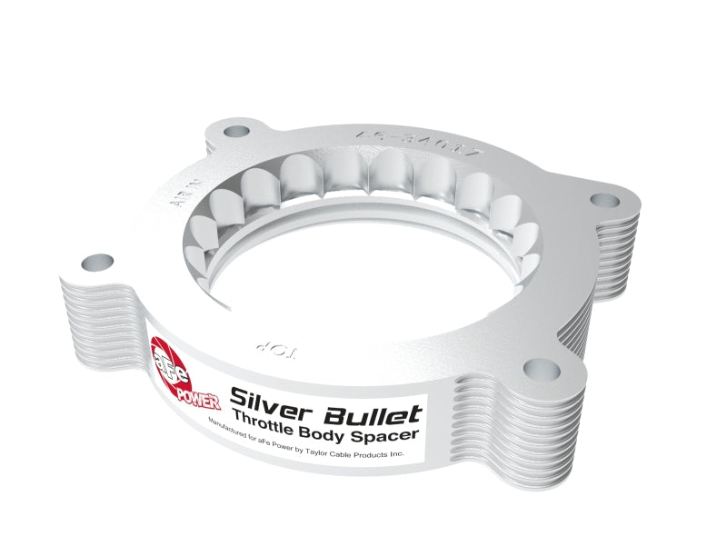 aFe 2020 Vette C8 Silver Bullet Aluminum Throttle Body Spacer Works w/ Factory Intake Only - Silver-thumbmail-5