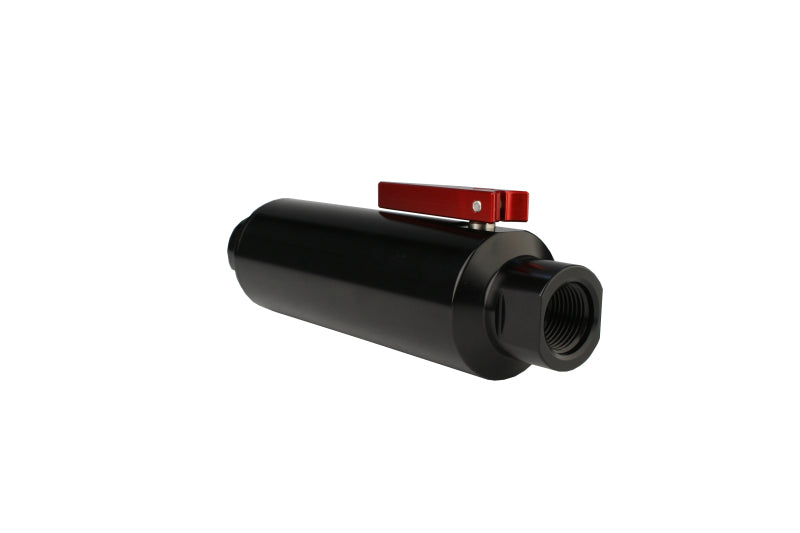 Aeromotive In-Line AN-10 Filter w/Shutoff Valve 100 Micron SS Element - Black Anodize Finish-thumbmail-3
