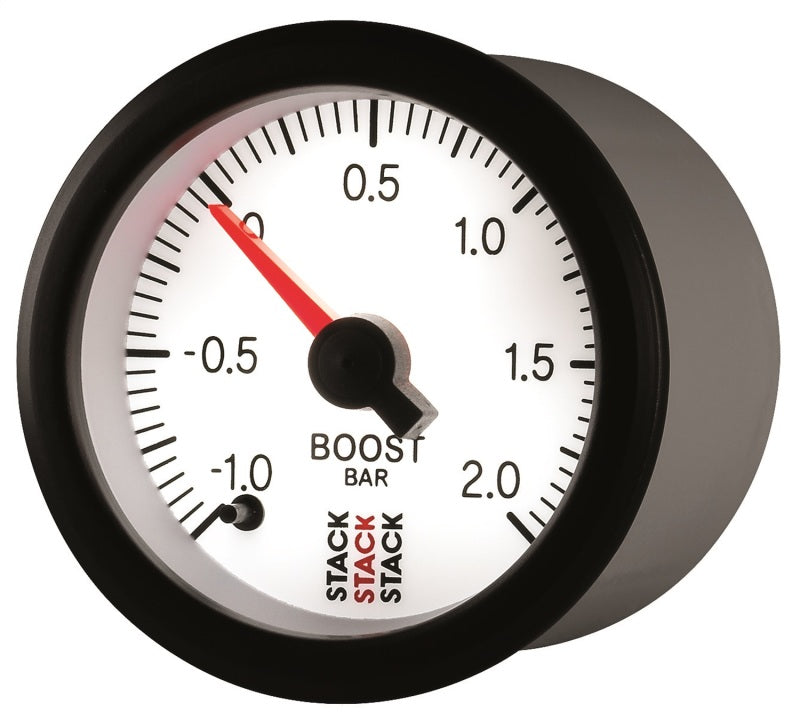 Autometer Stack 52mm -1 to +2 Bar (Incl T-Fitting) Pro Stepper Motor Boost Pressure Gauge - White-thumbmail-3