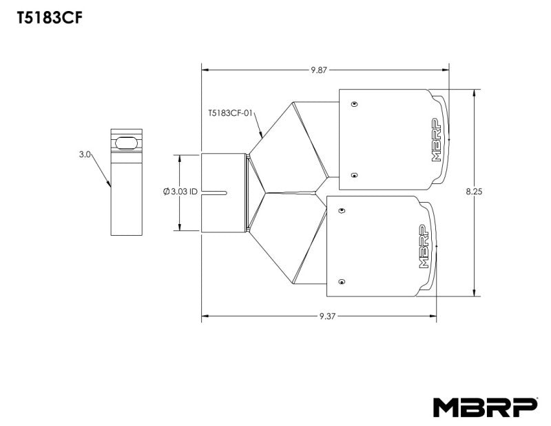 MBRP 3in ID / Dual 4in OD Out Staggered L 9.37in / R 9.87in Dual Wall Carbon Fiber Univ Exhaust Tip-thumbmail-7