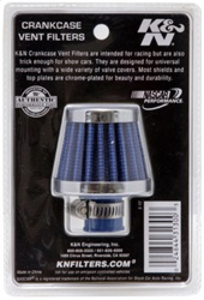 K&N 2in Base OD x .375in Flange ID x 1.75in H Rubber Base Crankcase Vent Filter - Blue-thumbmail-7