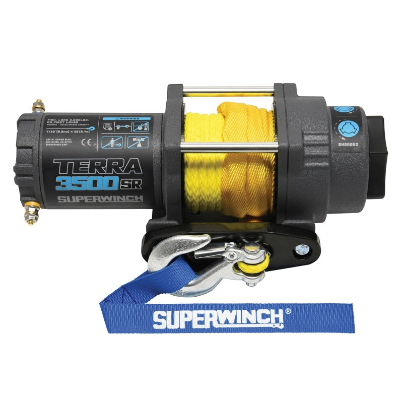 Superwinch 3500 LBS 12V DC 7/32in x 32ft Synthetic Rope Terra 3500SR Winch - Gray Wrinkle-thumbmail-2