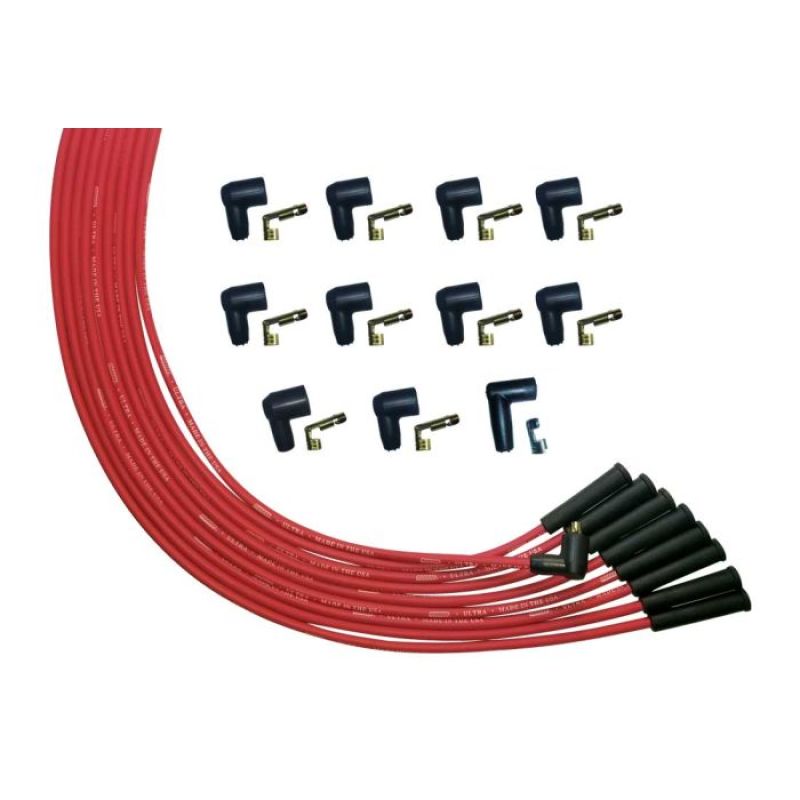 Moroso V8 Universalersal Str Plug Ends Non- HEI Ultra Spark Plug Wire Set - Red-thumbmail-1