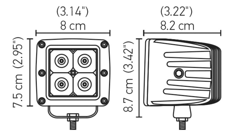Hella HVF Cube 4 LED Off Road Kit - 3.1in 12W Spot Beam-thumbmail-1