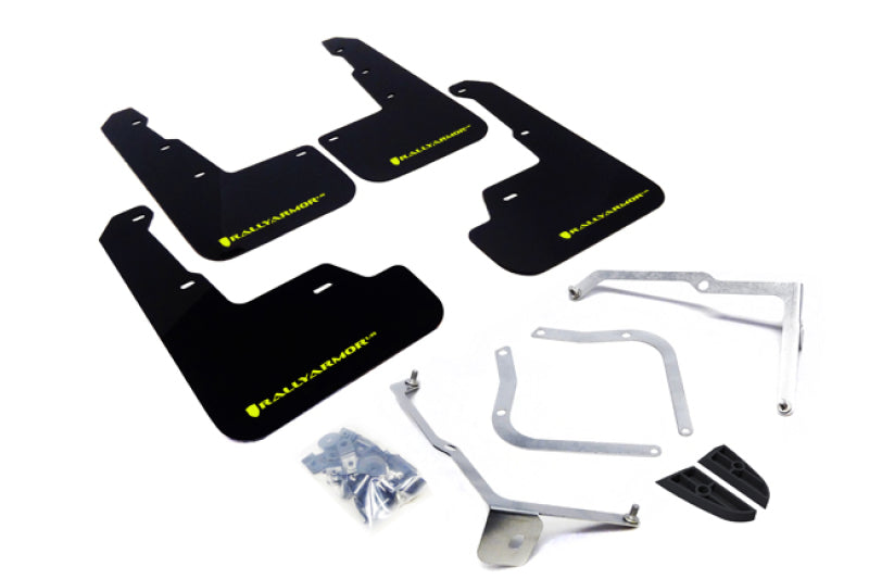 Rally Armor 15-21 Subaru WRX/STI (Sedan ONLY) Black UR Mud Flap w/ Green Logo-thumbmail-1