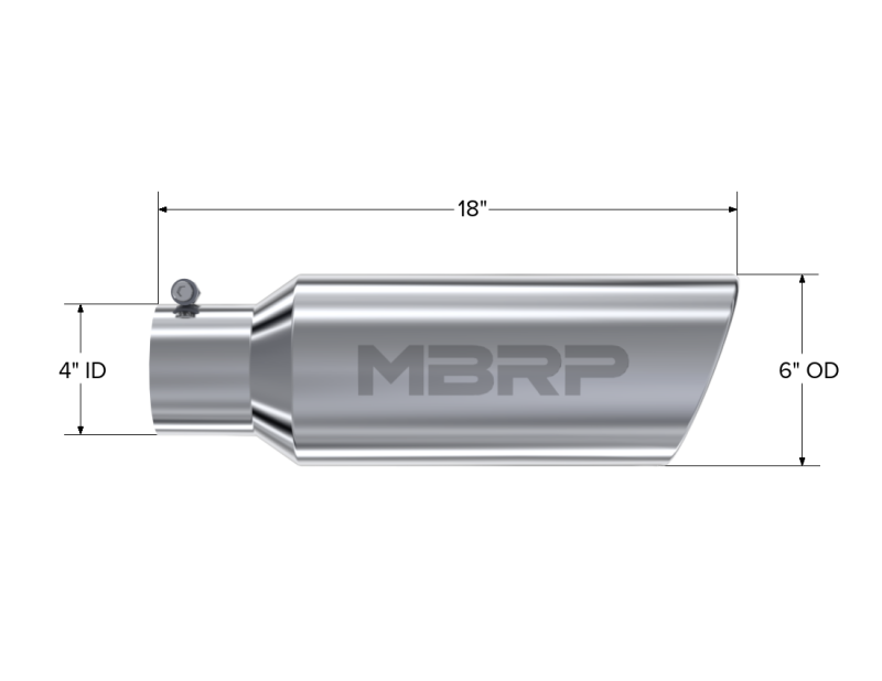 MBRP Universal Tip 6in OD Rolled End 4in Inlet 18in Length T304-thumbmail-4