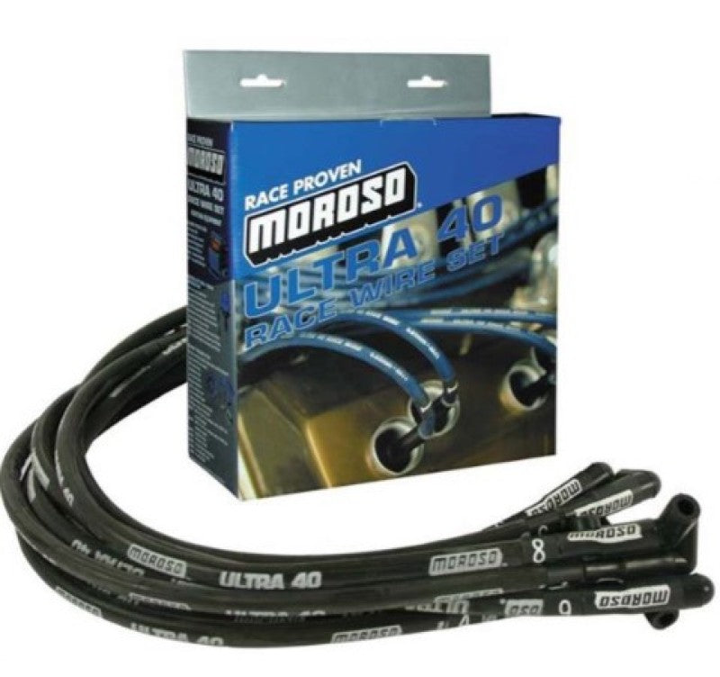 Moroso Chevrolet Small Block Ignition Wire Set - Ultra 40 - Sleeved - Non-HEI - 90 Degree - Black-thumbmail-1