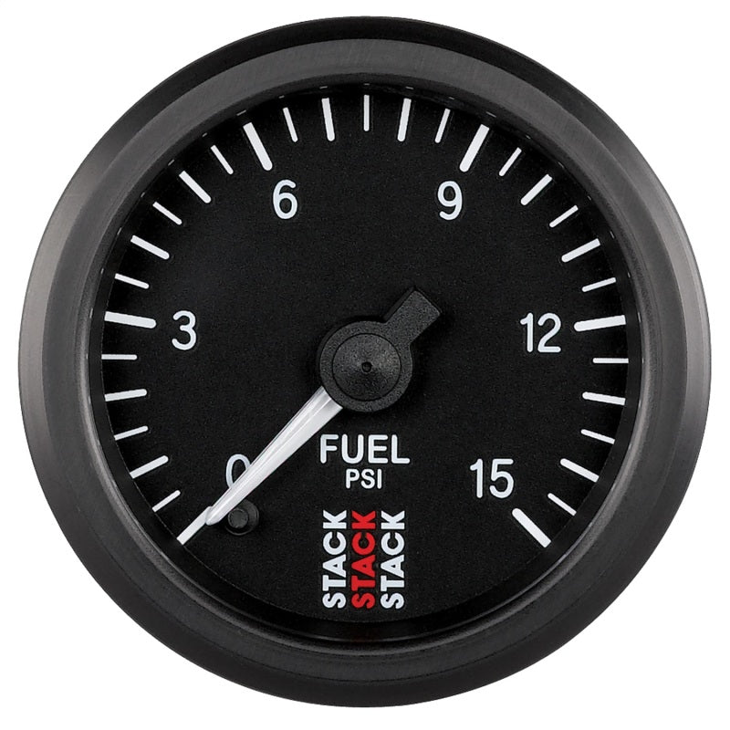 Autometer Stack 52mm 0-15 PSI 1/8in NPTF Male Pro Stepper Motor Fuel Pressure Gauge - Black-thumbmail-1