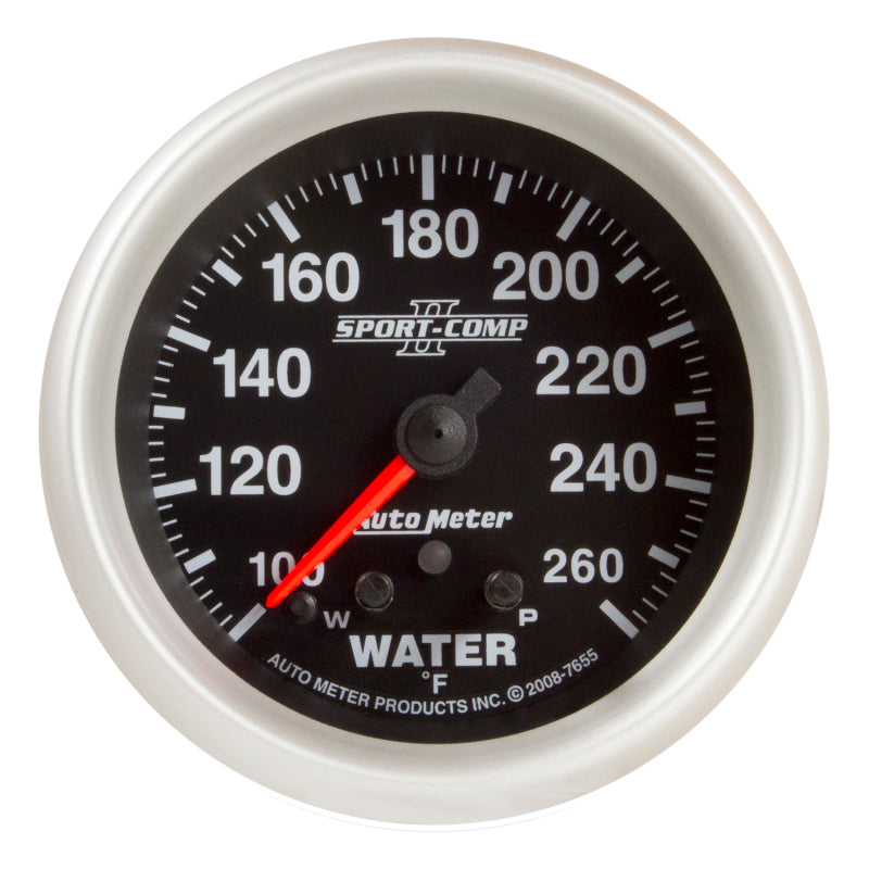 AutoMeter Gauge Water Temp 2-5/8in. 260 Deg. F Stepper Motor W/ Peak & Warn Sport-Comp II-thumbmail-1