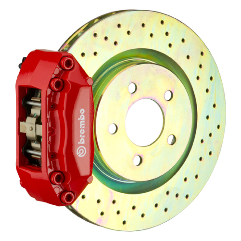 Brembo 99-06 TT (8N) Front GT BBK 4 Piston Cast 2pc 323x28 1pc Rotor Drilled-Red-thumbmail-1