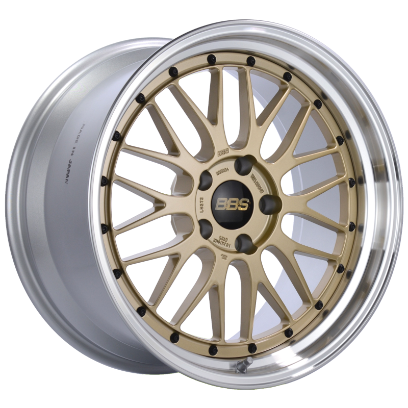 BBS LM 19x10 5x120 ET25 Gold Center Polished Lip Wheel -82mm PFS/Clip Required-thumbmail-1