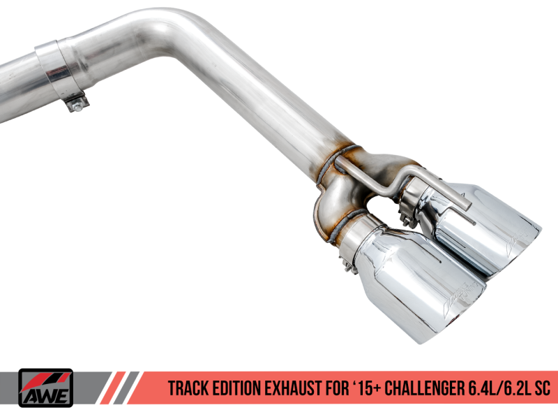 AWE Tuning 2015+ Dodge Challenger 6.4L/6.2L SC Track Edition Exhaust - Quad Chrome Silver Tips-thumbmail-7