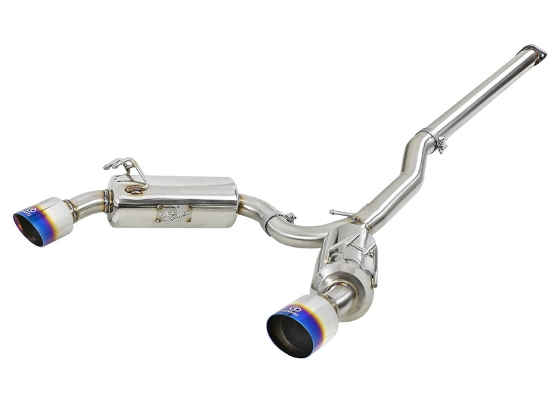 aFe Takeda 3in. to 2.5in. 304 SS C/B Exhaust 08-15 Mitsubishi EVO I4-2.0L (t) - Blue Flamed Tips-thumbmail-1
