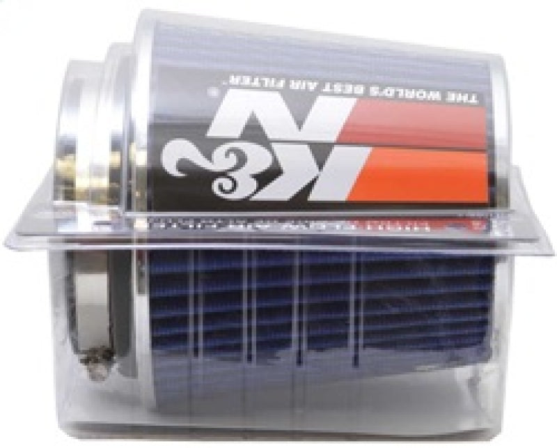 K&N Universal Air Filter Chrome Round Tapered Blue - 4in Flange ID x 1.125in Flange Length x 5.5in H-thumbmail-4