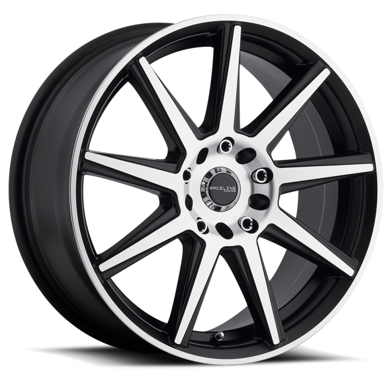 Raceline 144M Storm 17x7.5in / 5x112/5x120 BP / 40mm Offset / 74.1mm Bore - Black & Machined Wheel-thumbmail-1