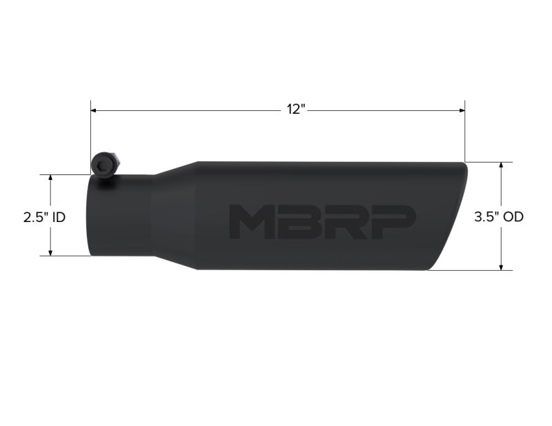 MBRP Universal Tip 3in O.D. Angled Rolled End 2 inlet 12 length - Black Finish-thumbmail-4