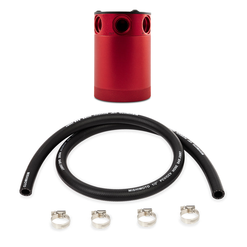 Mishimoto Compact Baffled Oil Catch Can 3-Port - Red-thumbmail-2