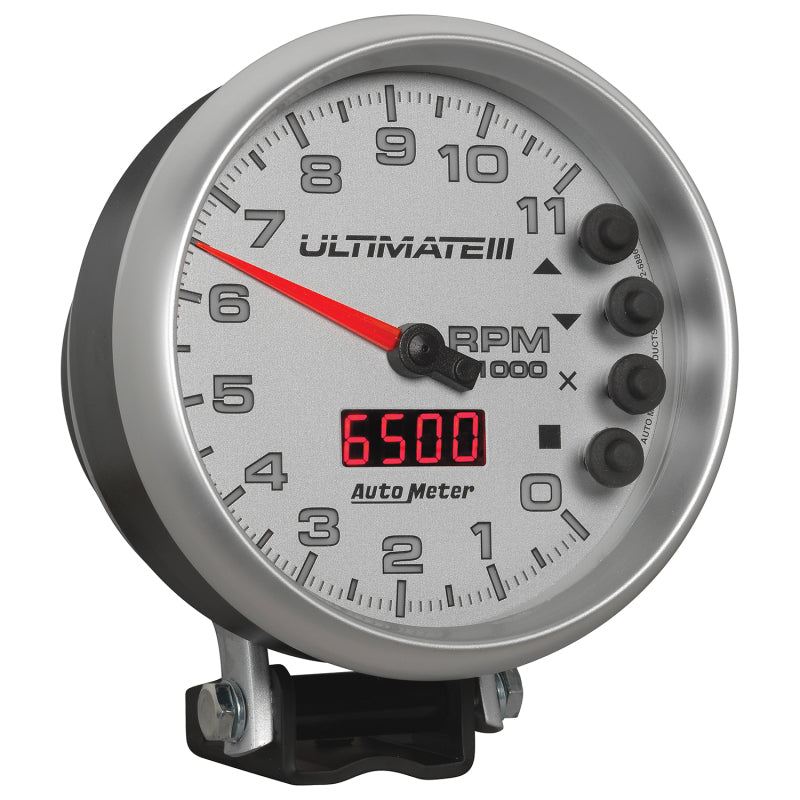 Autometer 5 inch Ultimate III Playback Tachometer 11000 RPM - Silver-thumbmail-2