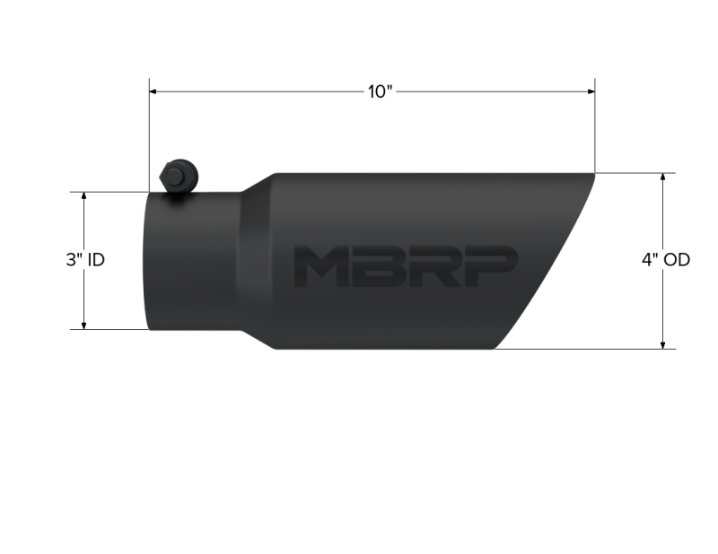 MBRP Universal Tip 4in OD 3in Inlet 10in Length Dual Wall Angled End Black-thumbmail-4