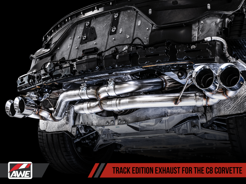 AWE Tuning 2020 Chevrolet Corvette (C8) Track Edition Exhaust - Quad Diamond Black Tips-thumbmail-4