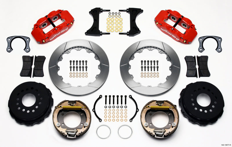 Wilwood Narrow Superlite 4R Rear P-Brk Kit 12.88in Red Big Ford New Style 2.50in Off Stag Mount-thumbmail-1