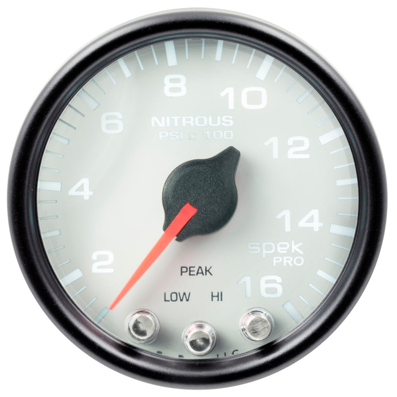 Autometer Spek-Pro Gauge Nitrous Press 2 1/16in 1600psi Stepper Motor W/Peak & Warn Wht/Blk-thumbmail-1