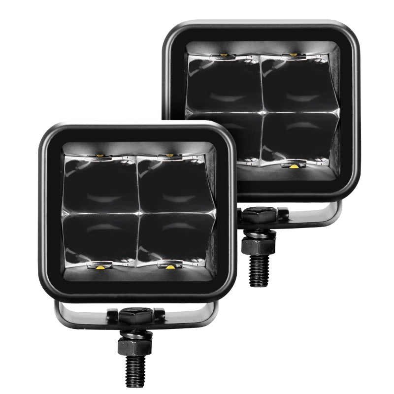 Go Rhino Xplor Blackout Series Cube LED Spot Light Kit (Surface/Threaded Stud Mnt) 3x3 - Blk (Pair)-thumbmail-2