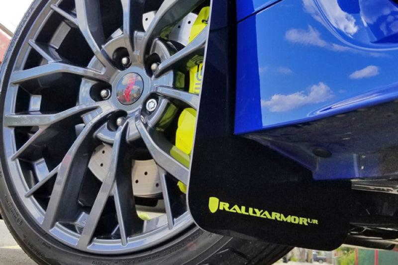 Rally Armor 15-21 Subaru WRX/STI (Sedan ONLY) Black UR Mud Flap w/ Green Logo-thumbmail-3