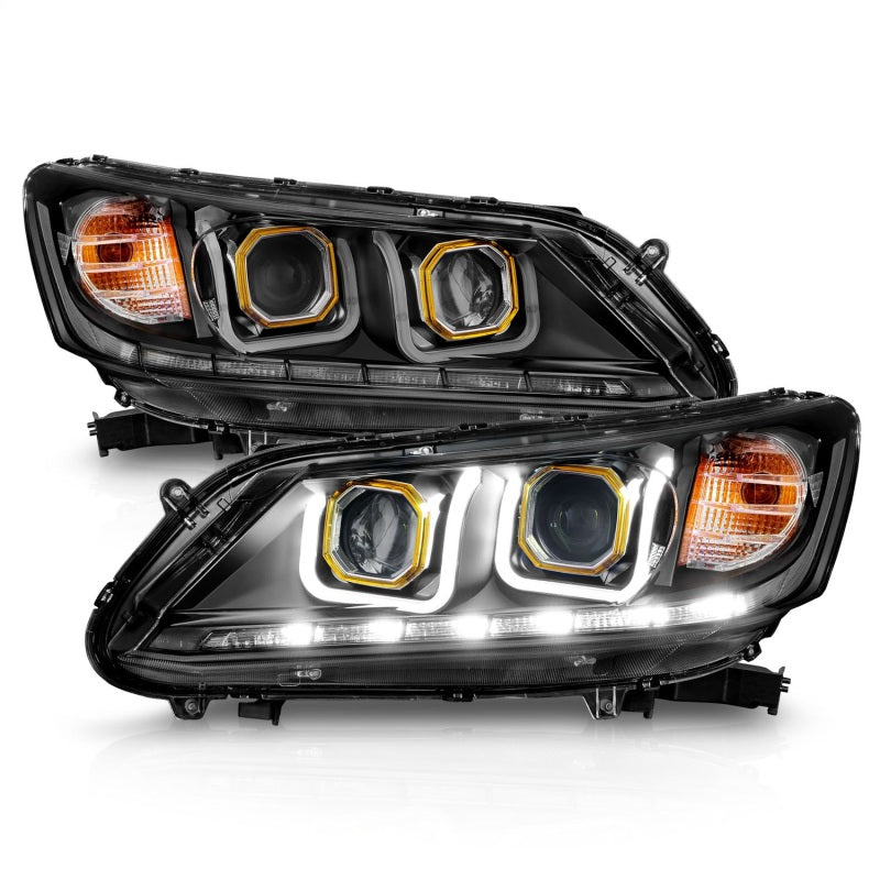 ANZO 2013-2015 Honda Accord Projector Headlights w/ U-Bar Black-thumbmail-6