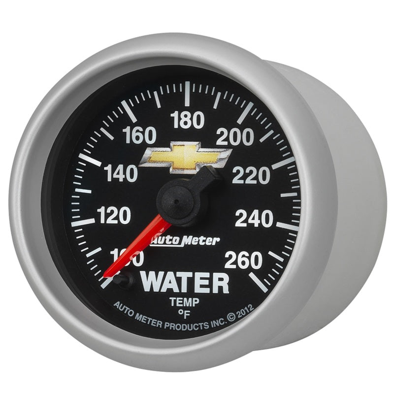 AutoMeter Gauge Water Temp 2-1/16in. 100-260 Deg. F Digital Stepper Motor Chevy Gold Bowtie-thumbmail-4