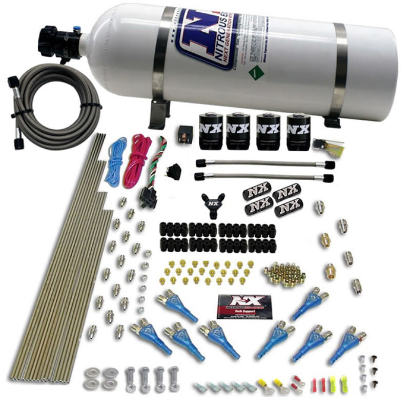 Nitrous Express 8 Cyl Shark Direct Port 4 Solenoids Nitrous Kit (200-600HP) w/15lb Bottle-thumbmail-2