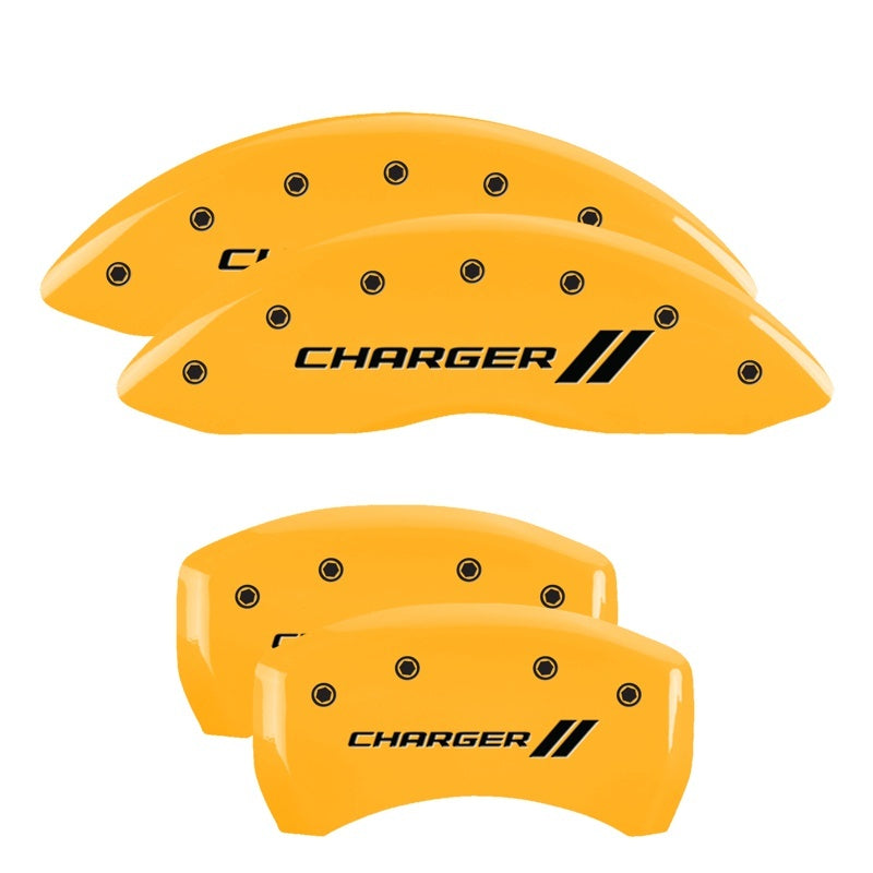 MGP 4 Caliper Covers Engraved Front & Rear Cursive/Challenger Red finish silver ch-thumbmail-2