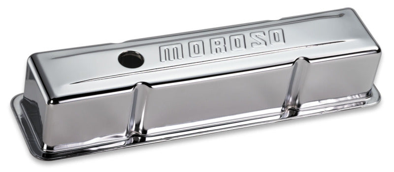 Moroso Chevrolet Small Block Valve Cover - w/o Baffles - Stamped Steel Chrome Plated - Pair-thumbmail-1