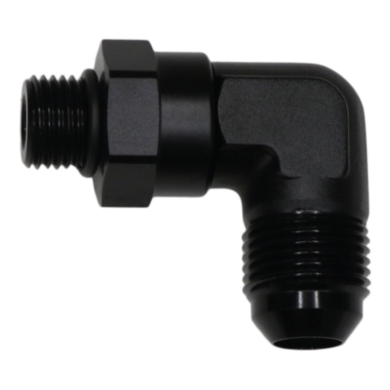 DeatschWerks 6AN ORB Male Swivel to 8AN Male Flare 90-Degree - Anodized Matte Black-thumbmail-1