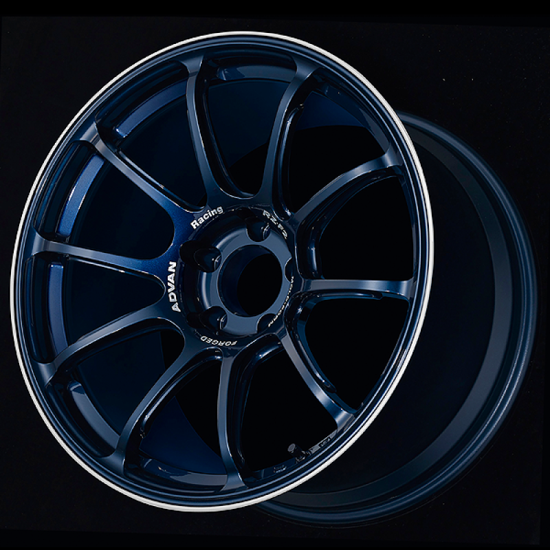 Advan RZ-F2 18x10.5 +15 5-114.3 Racing Titanium Blue and Ring Wheel-thumbmail-1