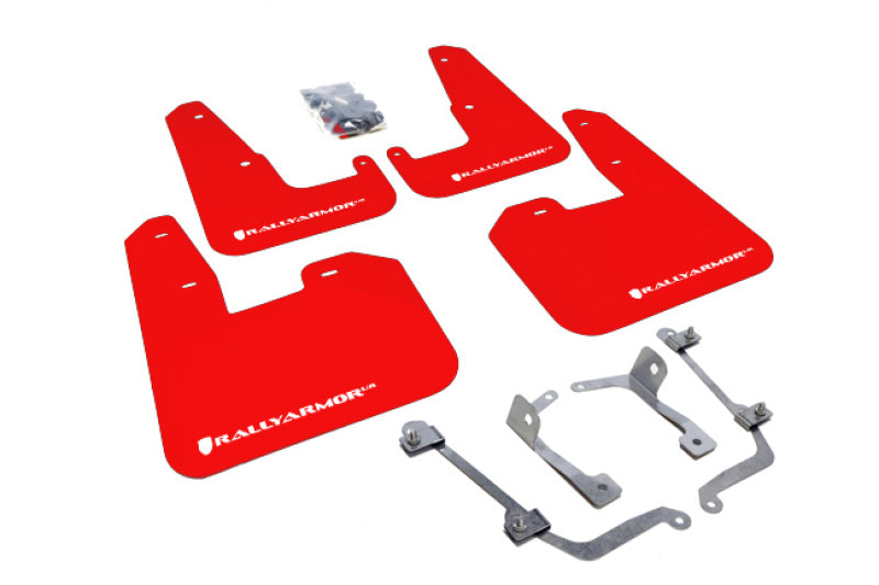 Rally Armor 08-11 Subaru STI (Hatch Only) / 11-14 WRX (Hatch Only) Red UR Mud Flap w/ White Logo-thumbmail-1