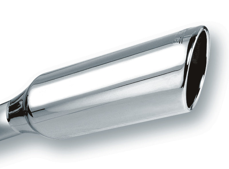 Borla 2.25in Inlet 4in Round Rolled Angle Cut x 12in Long Embossed Exhaust Tip-thumbmail-1